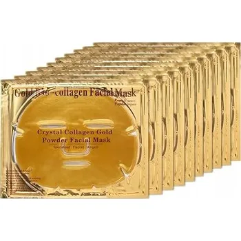 Pleťová maska Kolagenové Zlaté Pleťové Masky Proti Stárnutí, Otokům a Hydrataci Pleti, 10 kusů