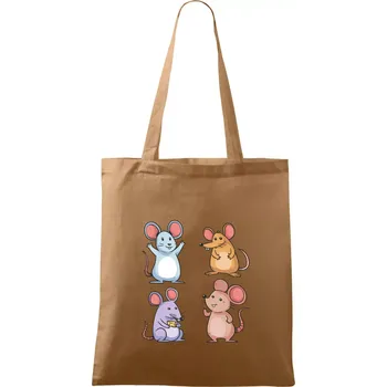 Nákupní taška Barevné myši - Taška bavlněná - 42 x 38 cm ( Cappuccino )