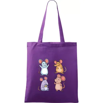 Nákupní taška Barevné myši - Taška bavlněná - 42 x 38 cm ( Fialová )
