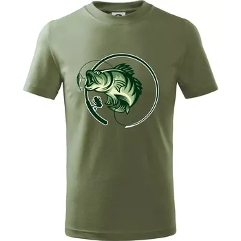 Ryba s prutem - Tričko dětské bavlněné - 134 cm/8 let ( Khaki )