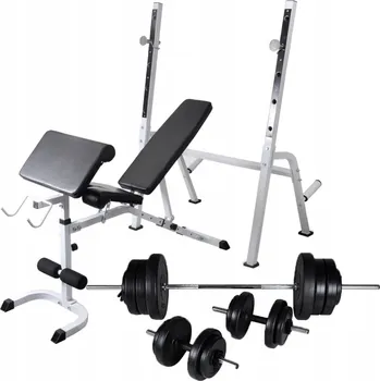 Posilovací lavice Posilovací lavice se stojanem, činkou a sadou činek