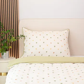 Povlečení imitace mušelínu barevná pastelová srdíčka