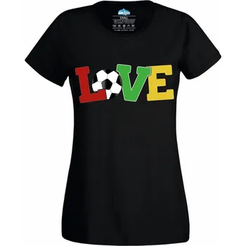Dámské tričko Dámské tričko Fotbalová láska LOVE (Velikost: M, Barva: Černá)