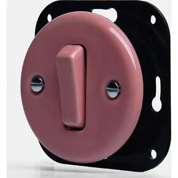 vypínač KERAMICKÝ ZAPUŠTĚNÝ JEDNOPÓLOVÝ SCHODIŠŤOVÝ PŘEPÍNAČ S KLÁVESOU, PASTELOVÁ LOSOSOVÁ