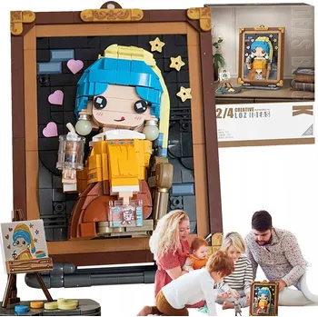 ostatní stavebnice Miniaturní 3D stavebnice - Dívka s perlou, 676 dílků v krabici, DIY DÁREK
