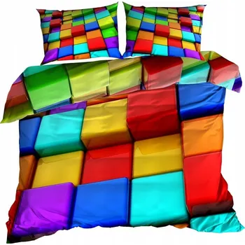 Povlečení Povlečení Bavlna Satén 140x200 cm BAREVNÉ ČTVERCE