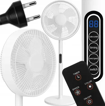 Domácí ventilátor BreezeSapir podlahový ventilátor bílý, 8 rychlostí a dálkové ovládání