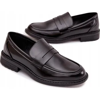 Dámské mokasíny Pánské mokasíny z eko kůže, černé, s plochým podpatkem, velikost 40