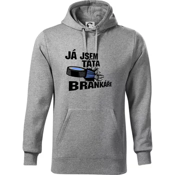 Pánská mikina Ja jsem táta bránkáře (hokej) - Mikina pánská Cape s kapucí - XL ( Tmavě šedý melír )