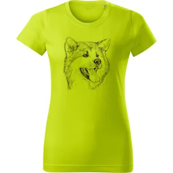 Dámské oblečení Dámské tričko Akita inu, kresba Limetková XL