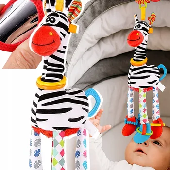 Hračka na kočárek PŘÍVĚSEK HRAČKA KONTRASTNÍ SENZORICKÝ NA KOČÁREK AUTOSEDAČKY NOSÍTKO ZEBRA