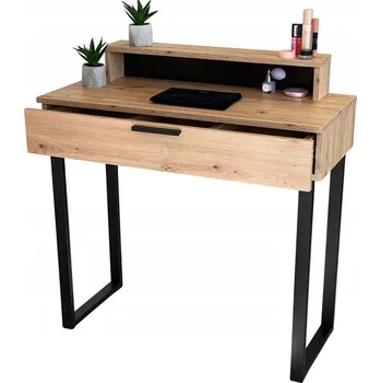 Toaletní stolek TOALETNÍ STOLEK LENA PLUS DUB ARTISAN KOV ČERNÝ 90 CM