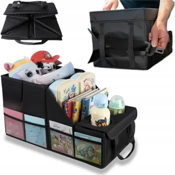 Organizér do auta SKLÁDACÍ ORGANIZÉR DO AUTA S PŘIHRÁDKAMI, STABILNÍ TAŠKA / BOX