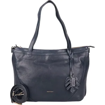 Kabelka Tříoddílová velká značková tmavěmodrá kožená kabelka na rameno Gianni Conti no. 494