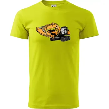 Pánské tričko Žlutý bagr z boku - Klasické pánské triko vyšší gramáže - XL ( Limetková )