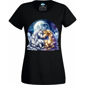 Dámské tričko Zamilovaní Jednorožci (Velikost: 4XL, Barva: Černá)