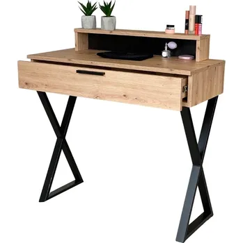 Toaletní stolek TOALETNÍ STOLEK LENA PLUS DUB ARTISAN KOV ČERNÝ X 90 CM