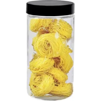 Skleněná zavařovací sklenice s černým víčkem Festa Italia 1,7 l