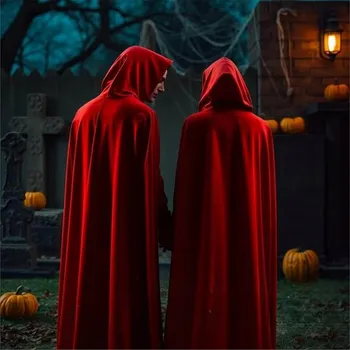 Karnevalový kostým HALLOWEENSKÝ KOSTÝM PLÁŠŤ UPÍRA S KAPUCÍ KOSTÝM KARNEVALOVÝ PLÁŠŤ