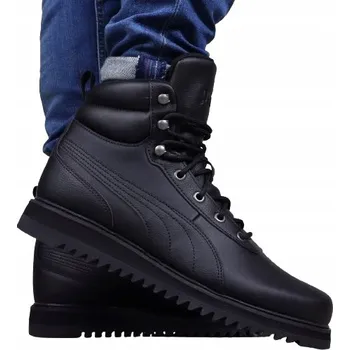 Moto obuv Puma ZIMNÍ VYSOKÉ pánské boty, zimní boty, KOŽENÉ trekové boty černé