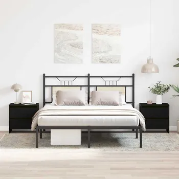 Noční stolek vidaXL Noční skříňka se zásuvkou 2 pcs Černý dub 45 x 34 x 44,5 cm