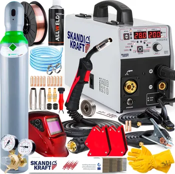 Svářečka INVERTOROVÁ SVÁŘEČKA SKANDI KRAFT MIG 210 MMA TIG 230V 200A FLUX