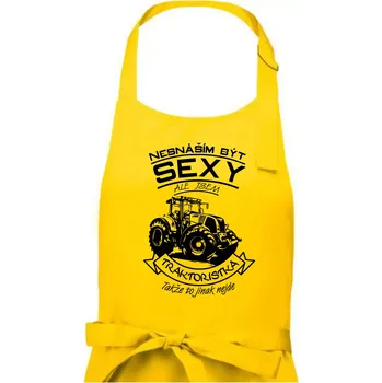 Kuchyňská zástěra Nesnáším být sexy - Traktoristka - Traktor - Dámská zástěra na vaření - Univerzální velikost ( Žlutá )