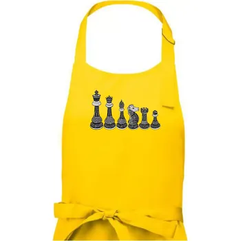 Kuchyňská zástěra Šachové figurky v řadě - kreslené - Pánská zástěra na vaření - Univerzální velikost ( Žlutá )