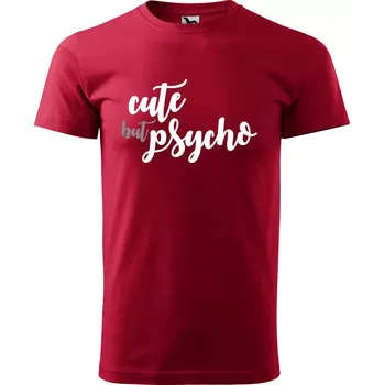 Pánské tričko Sablio Tričko s potiskem Cute but psycho - červené 5XL