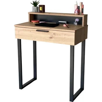 Toaletní stolek TOALETNÍ STOLEK LENA PLUS DUB ARTISAN KOV ČERNÝ 75 CM