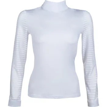 Jezdecké oblečení Triko závodní Monaco HKM, s dlouhým rukávem, dámské, bílé, L