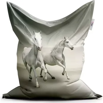Sedací pytel Sablio Sedací vak Classic Dva bílí koně - 150x100 cm