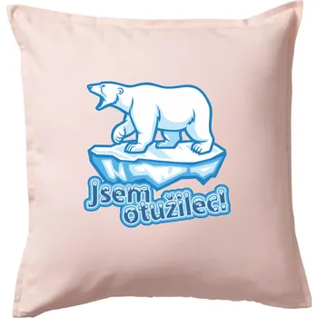 Polštář Jsem otužilec - medvěd - Polštář 50x50 - 50x50 - Pouze potah ( Světle růžová )