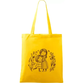 Matka a dcera v objetí - Taška bavlněná - 42 x 38 cm ( Žlutá )