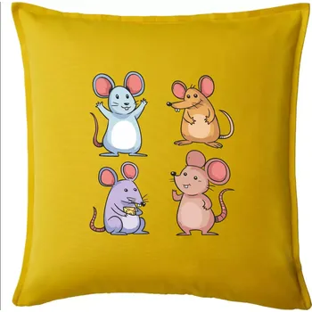 Polštář Barevné myši - Polštář 50x50 - 50x50 - Pouze potah ( Žlutá )