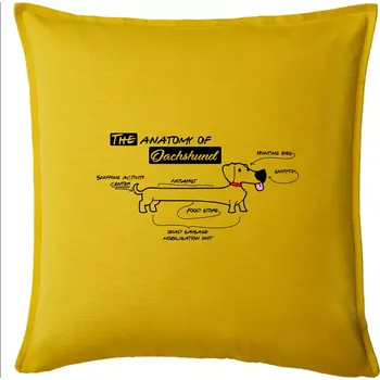 Polštář Jezevčík - Anatomie - Polštář 50x50 - 50x50 - Pouze potah ( Žlutá )