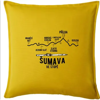 Polštář Šumava ve stopě - Polštář 50x50 - 50x50 - Pouze potah ( Žlutá )