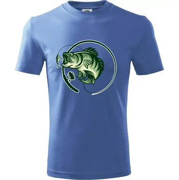 Chlapecké tričko Ryba s prutem - Tričko dětské bavlněné - 98 cm / 2 roky ( Azurově modrá )