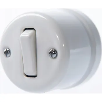 vypínač Keramický vypínač JLM na omítku, jednopólový, schodišťový, klávesový, bílý