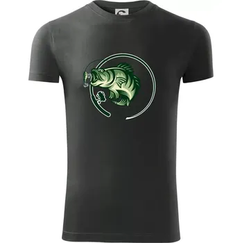 Pánské tričko Ryba s prutem - Viper FIT - Pánské zůžené tričko - S ( Tmavá břidlice (šedá se zeleným nádechem) )