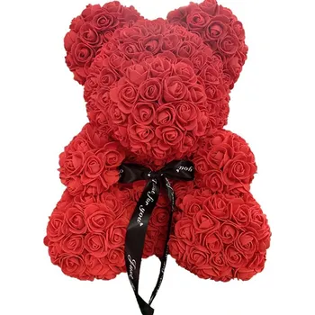 umělá květina Medvídek z růží - červený