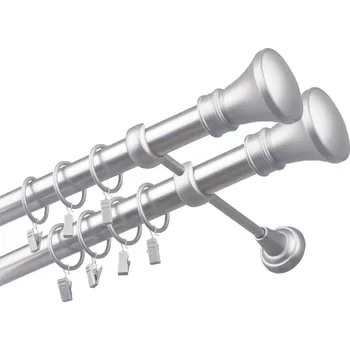 Garnýž kovová dvouřadá 25/25mm Koloseo double satina 100 cm (do stěny / kroužky s žabkou)