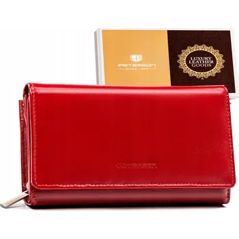 Peněženka Peterson peněženka z pravé kůže červená - dámská