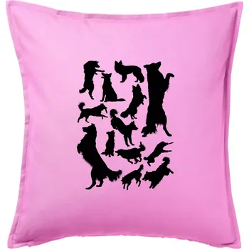Polštář Border kolie siluety - Polštář 50x50 - 50x50 - Pouze potah ( Růžová )