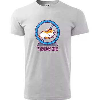 Křeček v jednom kole - Triko extra velké (5-8XL) - 6XL ( Světlešedý Melír )