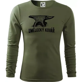 Pánská móda Umělecký kovář - Triko s dlouhým rukávem FIT-T long sleeve - M ( Khaki )