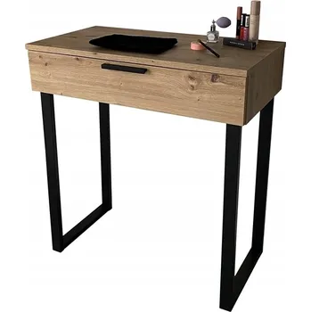 Toaletní stolek TOALETNÍ STOLEK LENA DUB ARTISAN, KOVOVÉ ČERNÉ NOHY, ŠÍŘKA 75 CM
