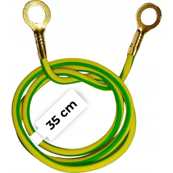 elektrický kabel Uzemňovací kabel 35 cm LGY 1 mm² žluto-zelený s ohebným lankem a očky M5