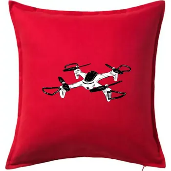Polštář Dron kresba - Polštář 50x50 - 50x50 - Včetně výplně ( Červená )