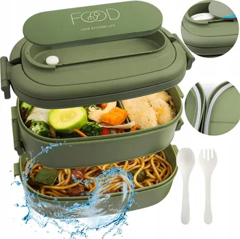 Svačinový box Box na oběd Pudełko Z Przegródkami Lunch Box śniadanie s přihrádkami, 1502 ml